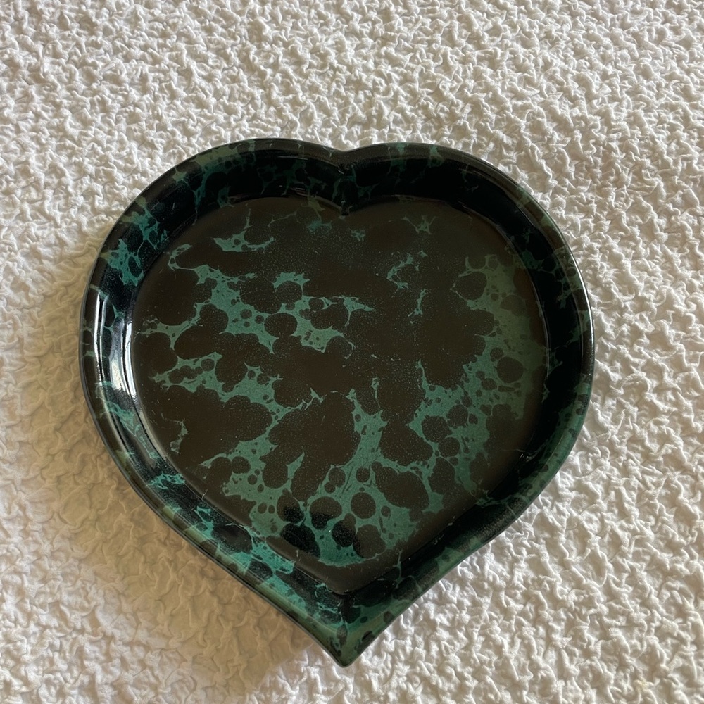 Bennington Pottery Heart Shaped Tray Dish Green
